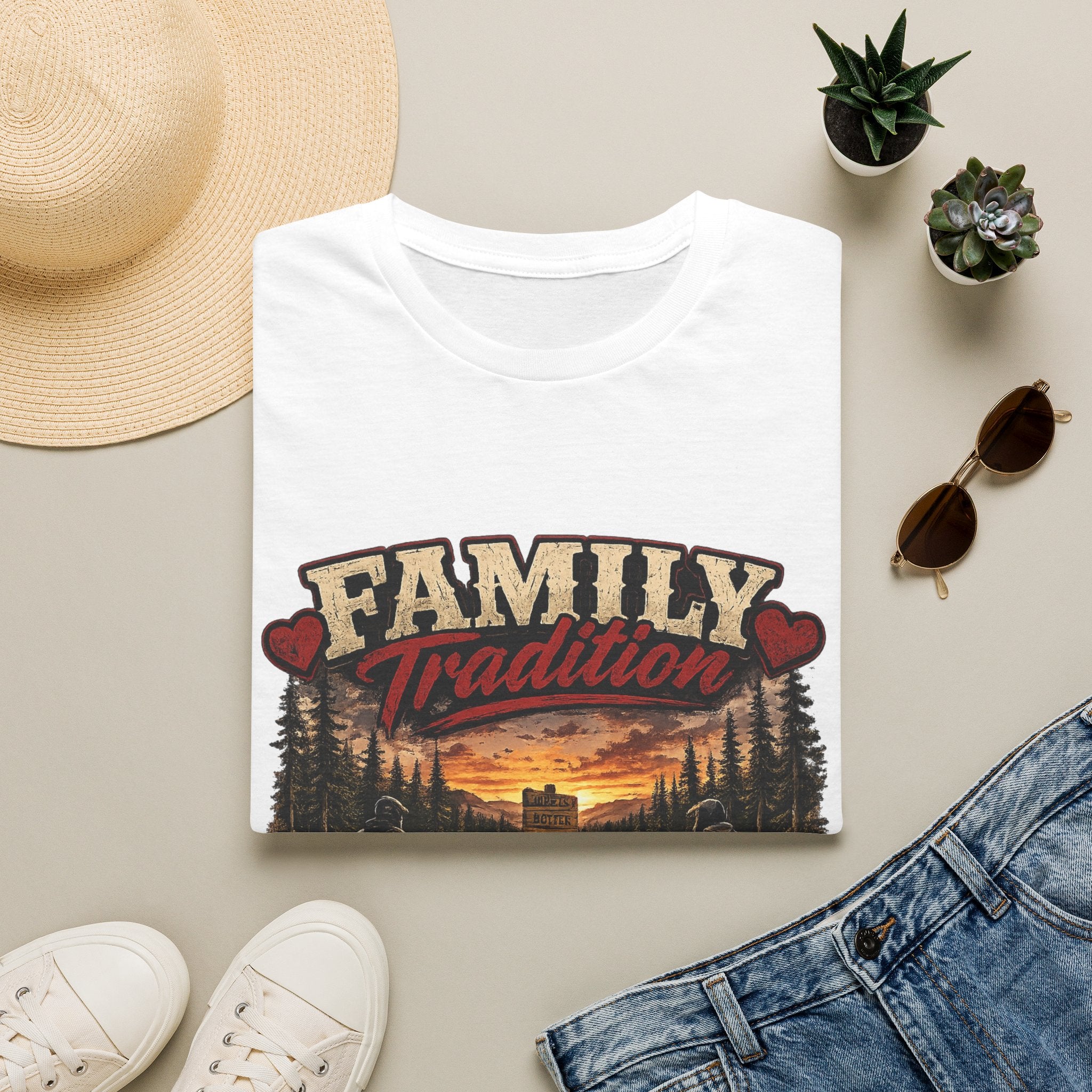Family Tradition T-Shirt — 'Some Families We Gather Around A Table, We Gather Around A Trailhead' Outdoor Camping Tee