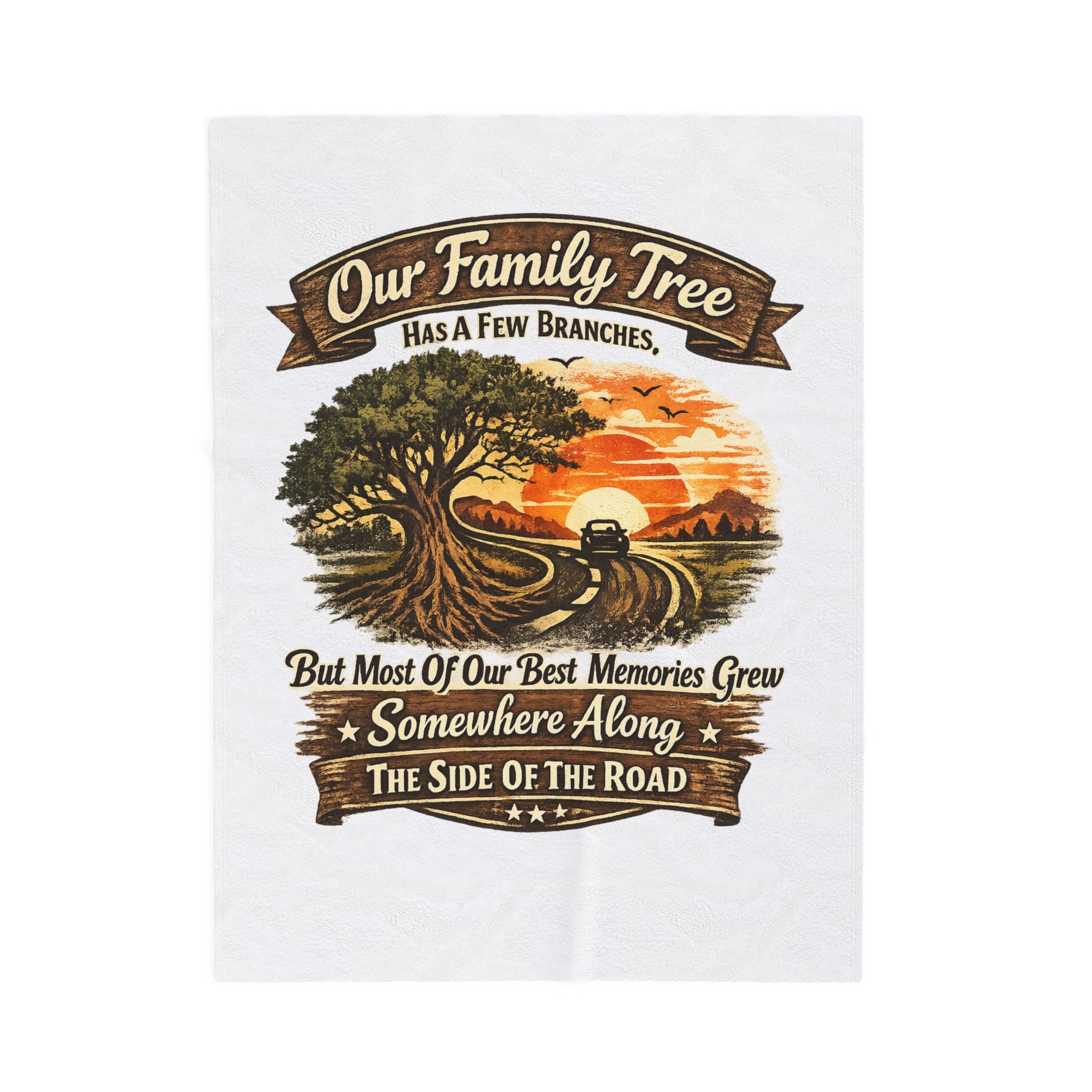 "Our Family Tree Has A Few Branches" Cozy Throw — Family Road Trip Velveteen Blanket