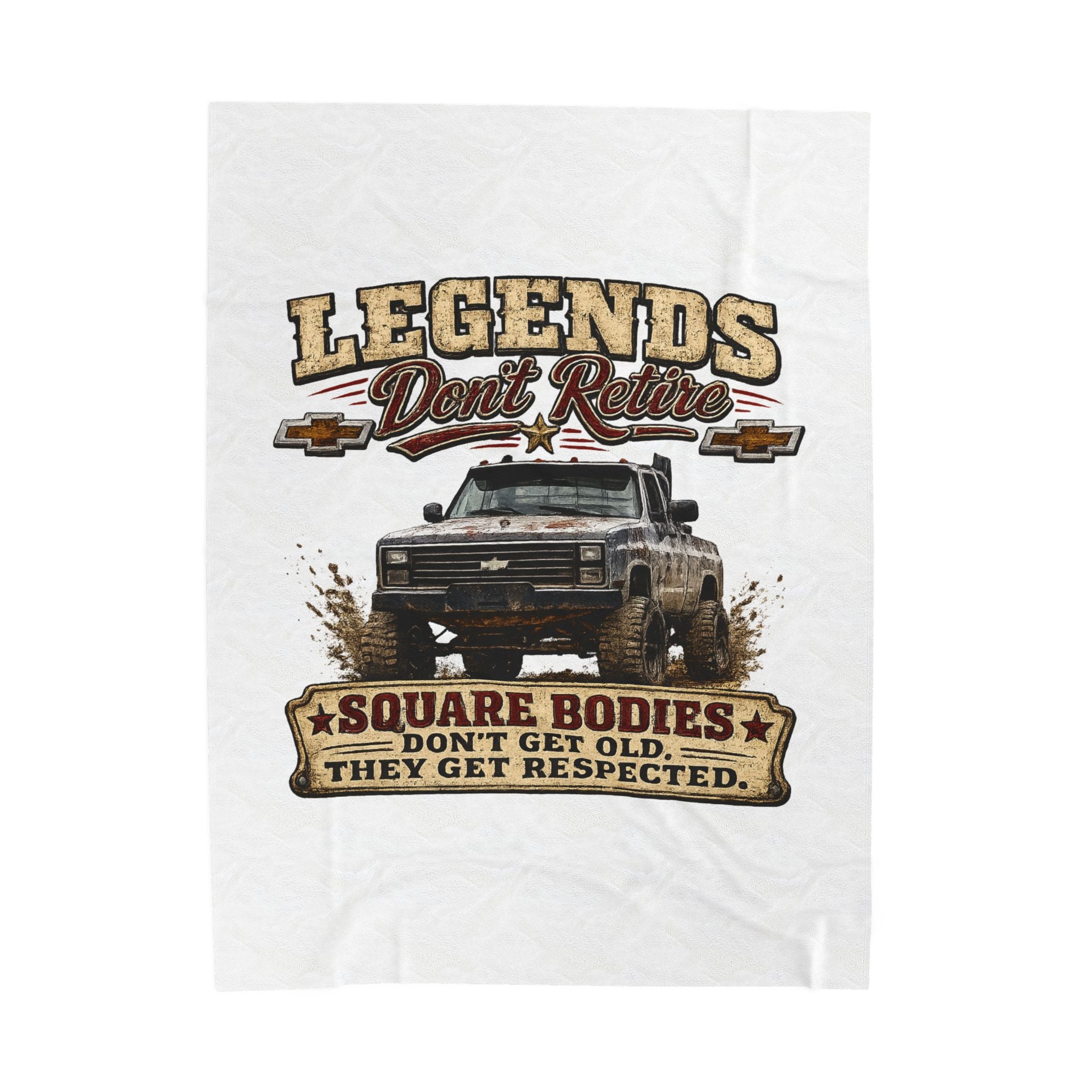 "Legends Don't Retire" Square Body Chevy Truck Throw - Velveteen Blanket