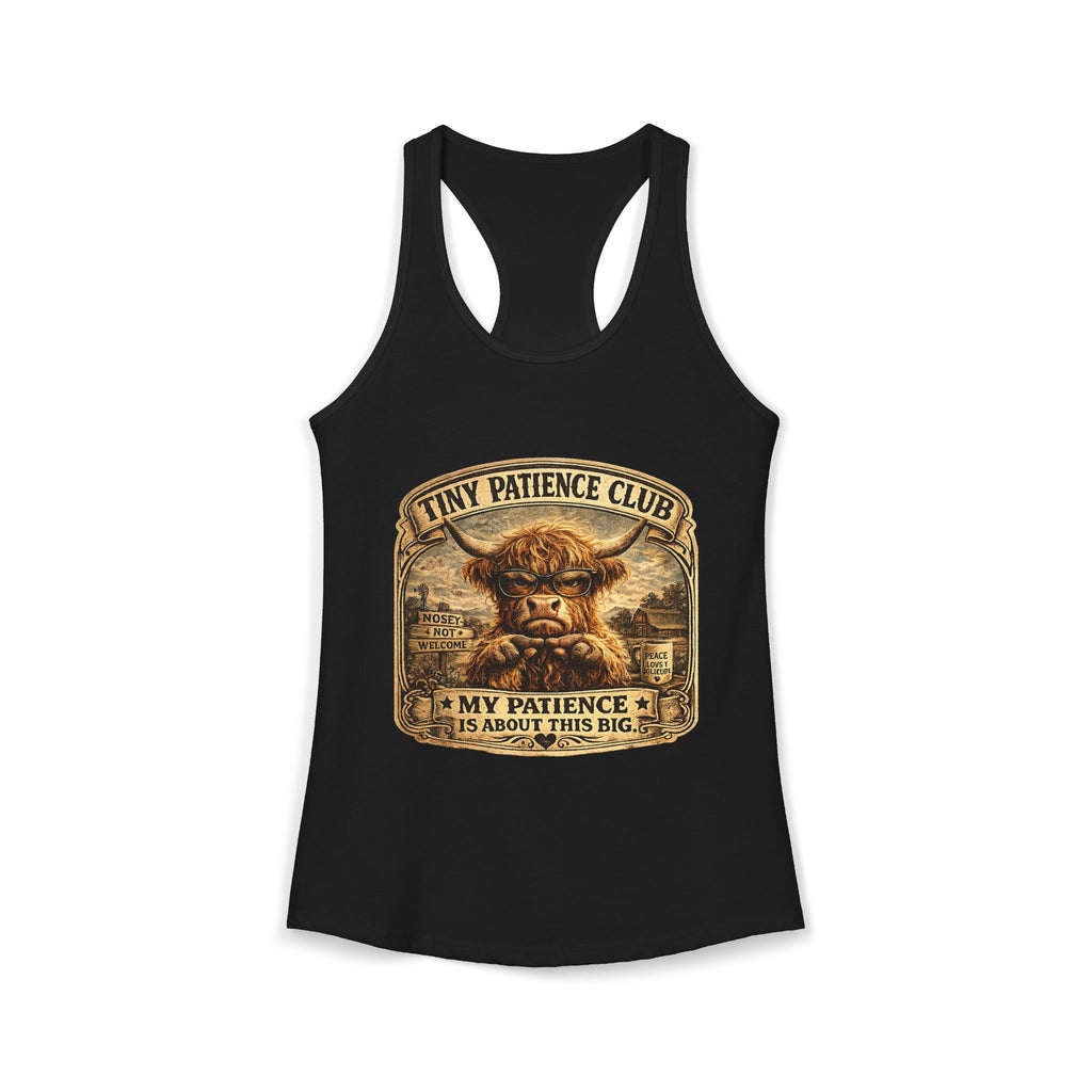 Tiny Patience Highland Cow Women's Ideal Racerback Tank