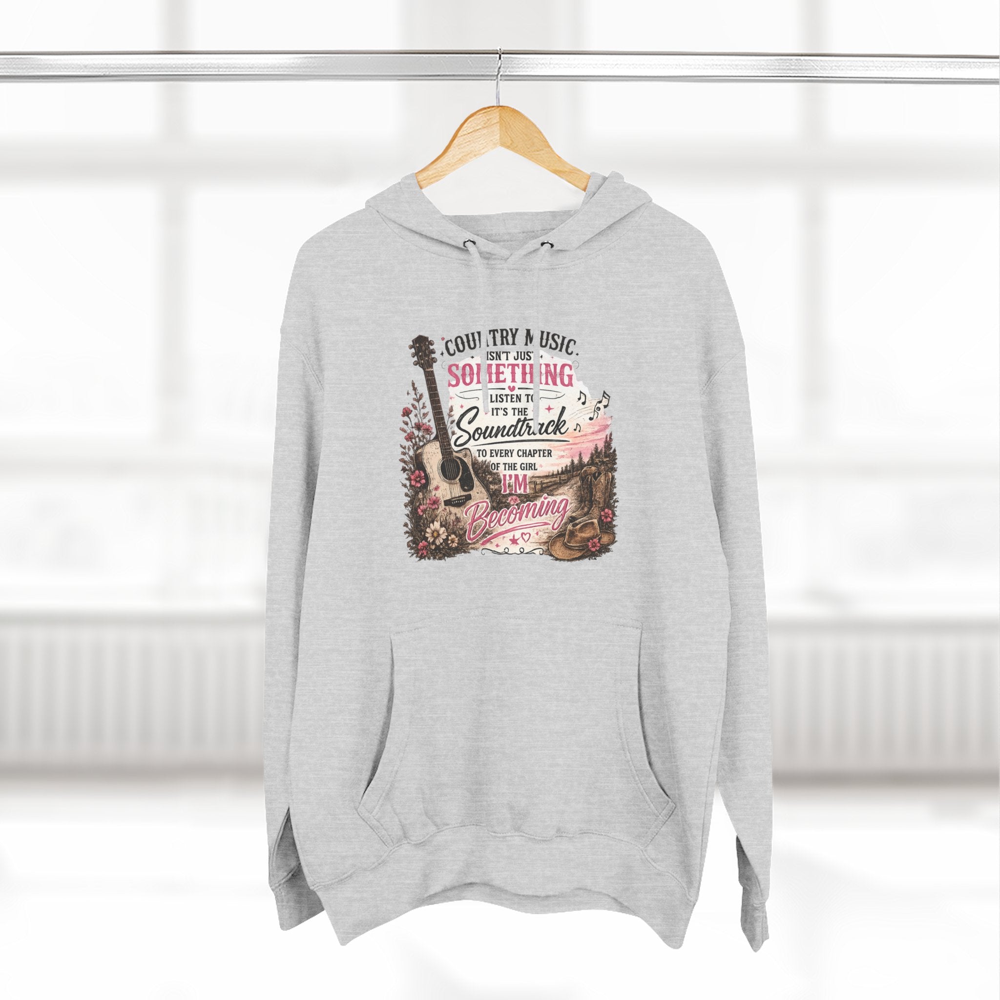 Country Music Soundtrack Hoodie — Vintage Guitar Scenic Graphic