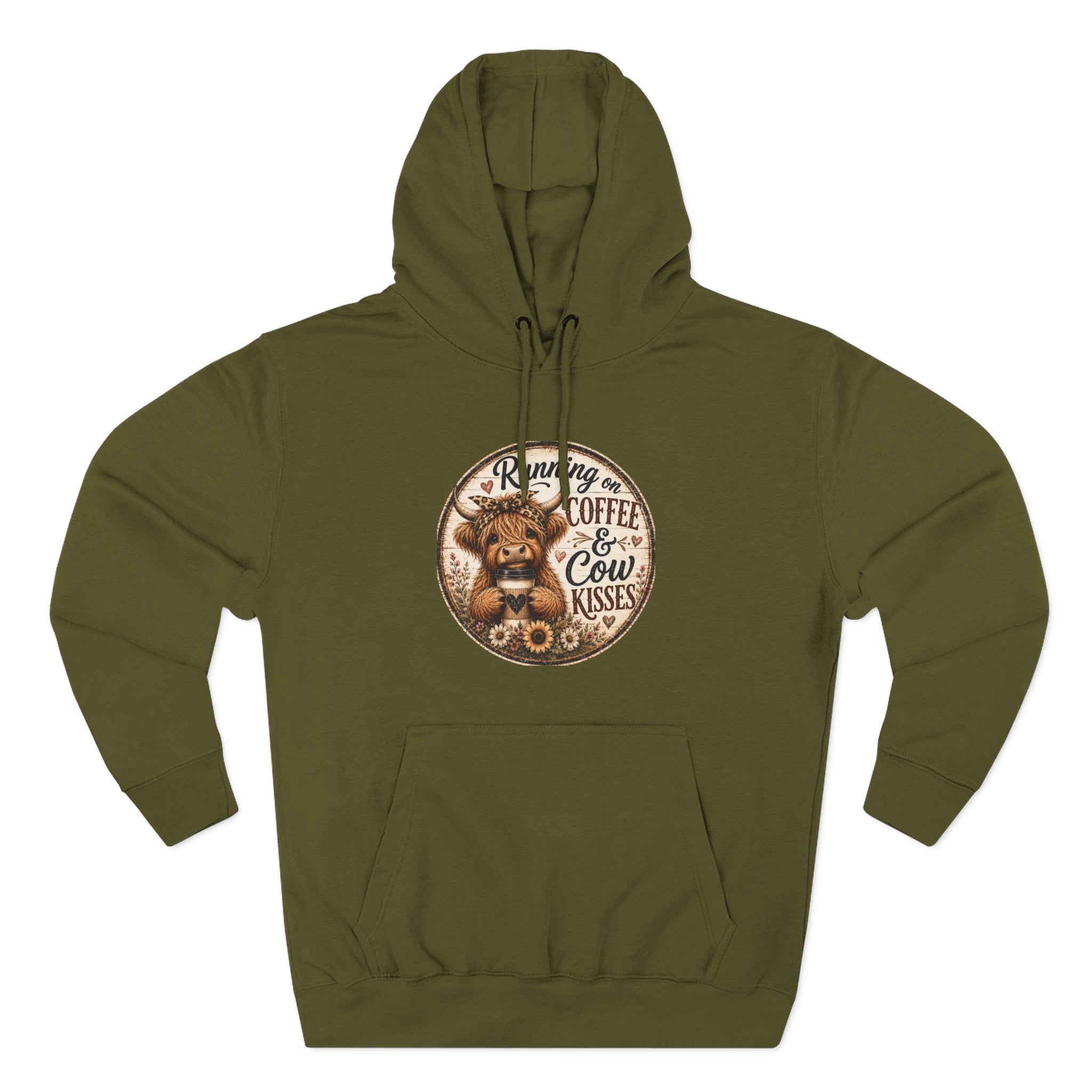 Running on Coffee & Cow Kisses Three-Panel Fleece Hoodie