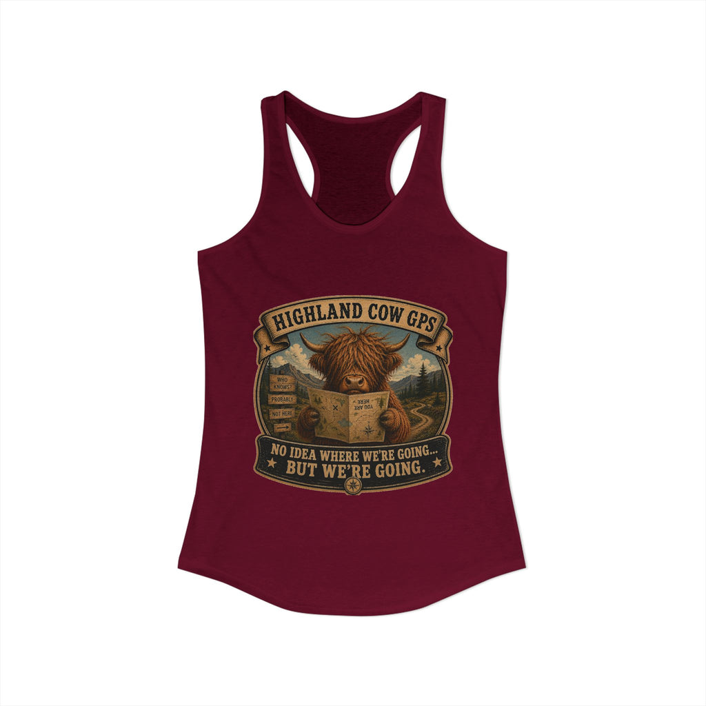 Highland Cow GPS Women's Ideal Racerback Tank