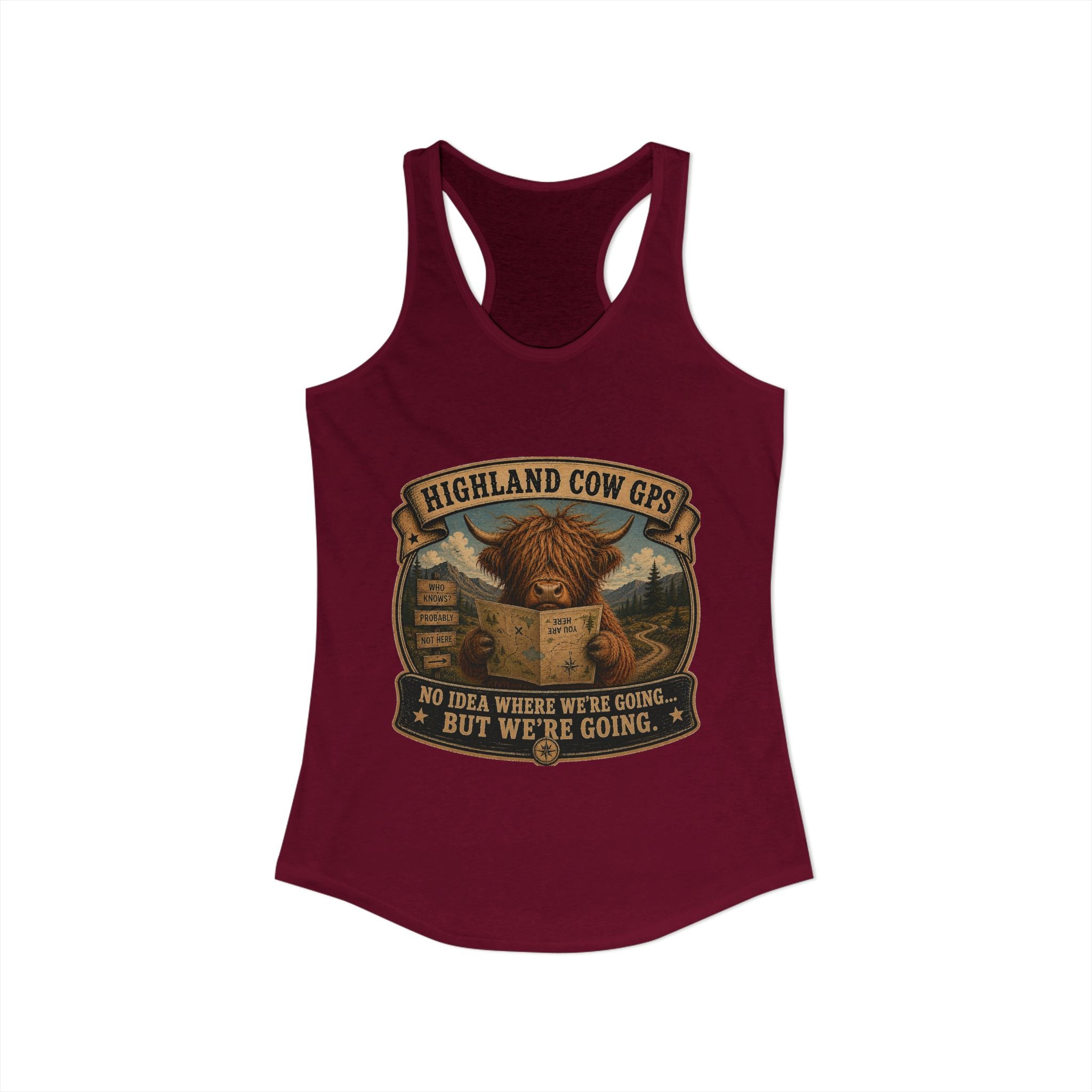 Highland Cow GPS Women's Ideal Racerback Tank