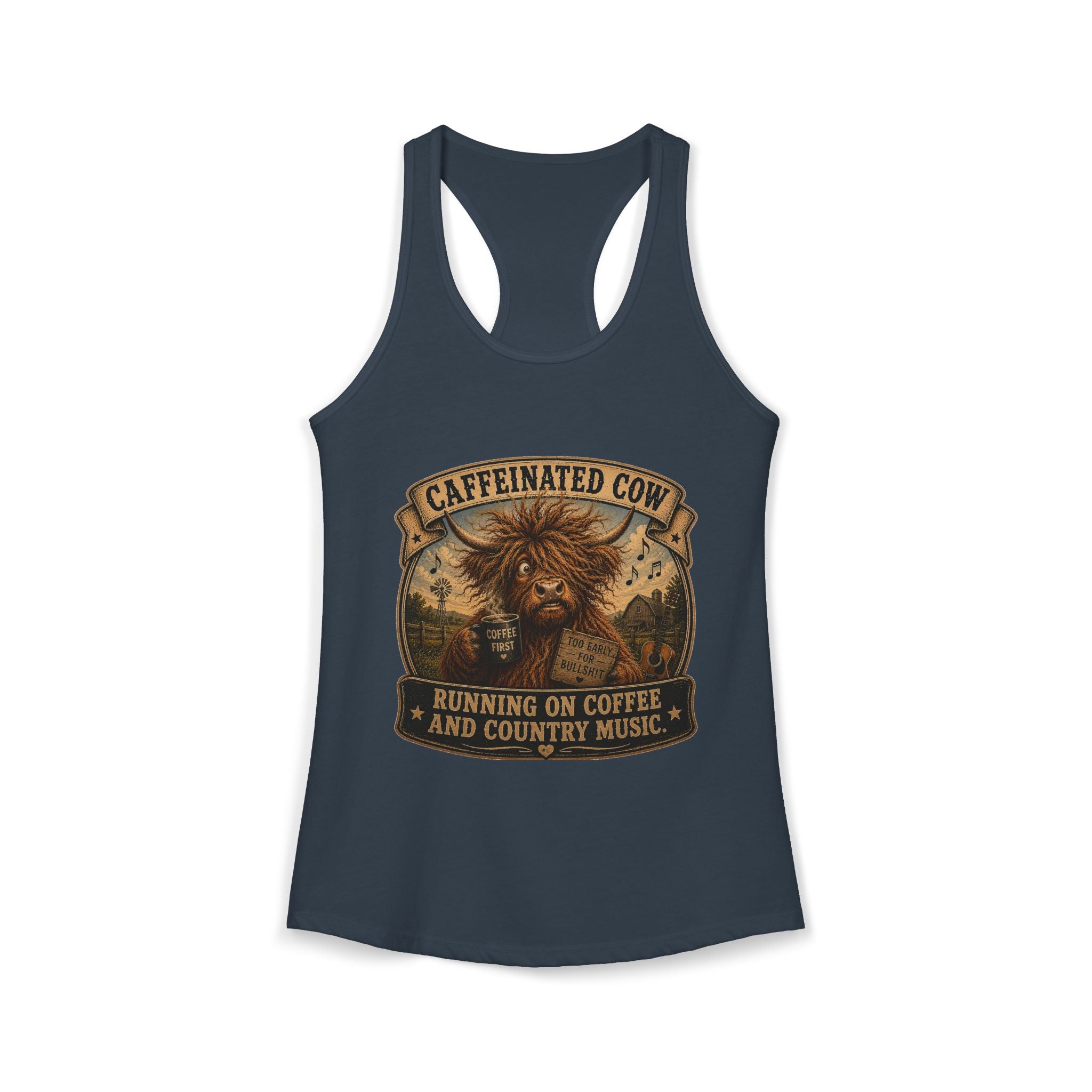 Caffeinated Cow Women's Ideal Racerback Tank