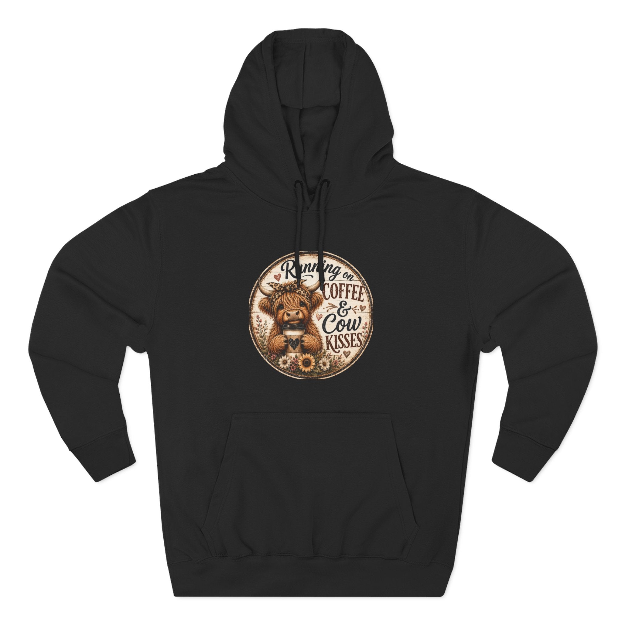 Running on Coffee & Cow Kisses Three-Panel Fleece Hoodie