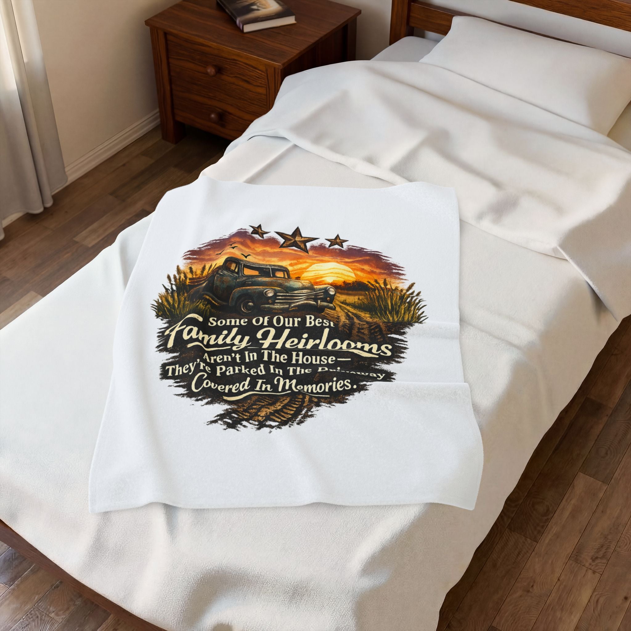 Family Heirlooms Truck Velveteen Plush Blanket — 'Some Of Our Best Family Heirlooms Aren’t In The House…They’re Parked In The [...]
