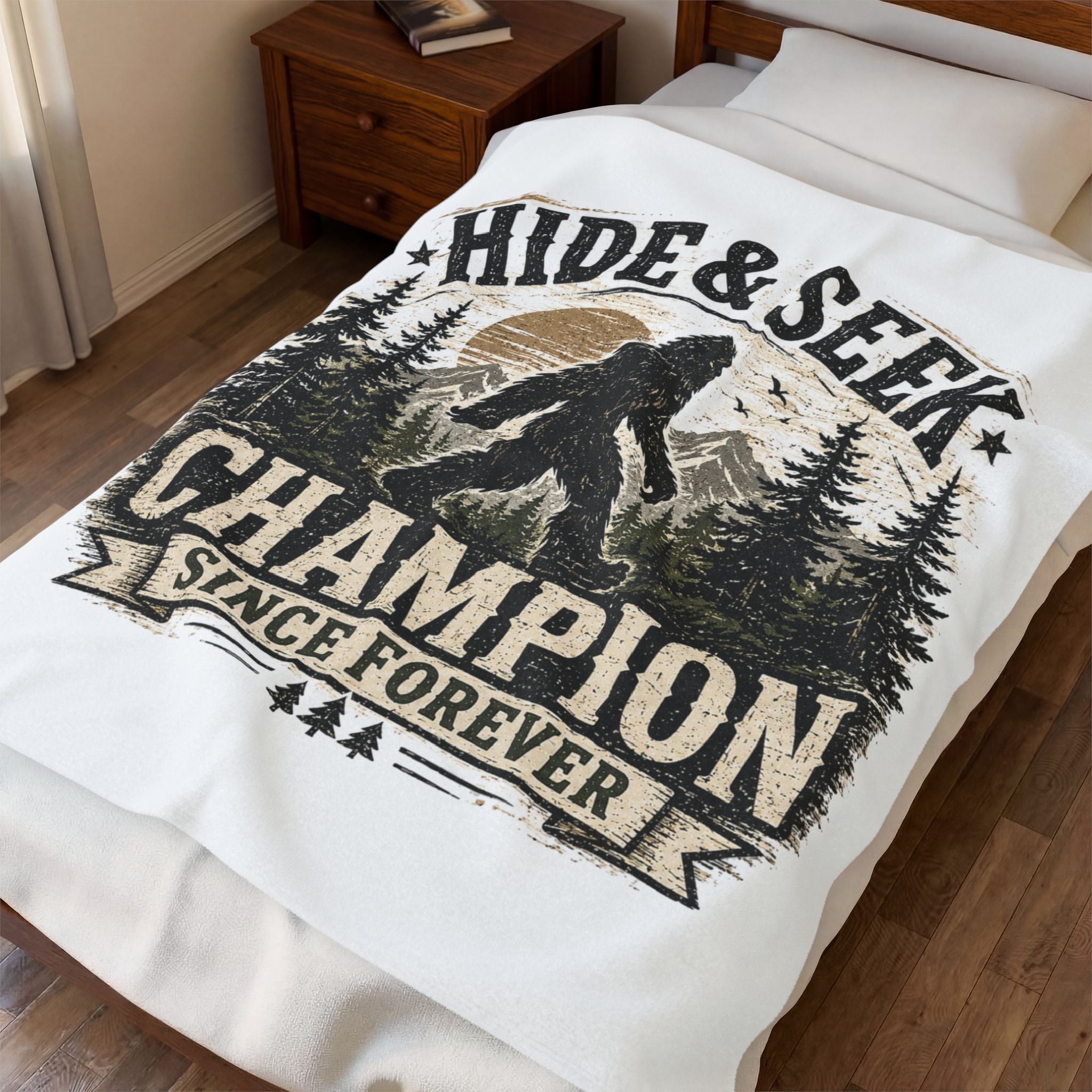Hide & Seek Champion Since Forever Bigfoot Velveteen Plush Blanket