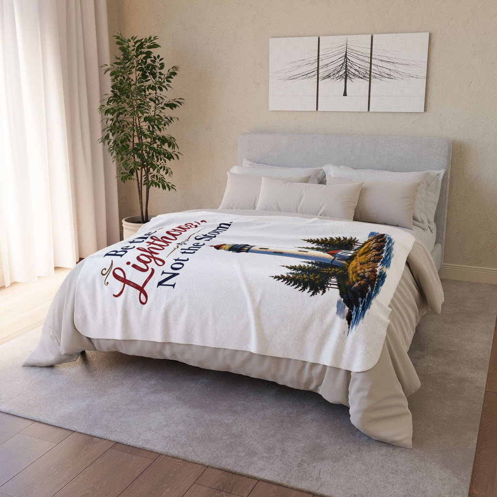 Be the Lighthouse Not Storm Fleece Sherpa Blanket