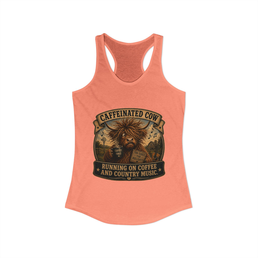Caffeinated Cow Women's Ideal Racerback Tank