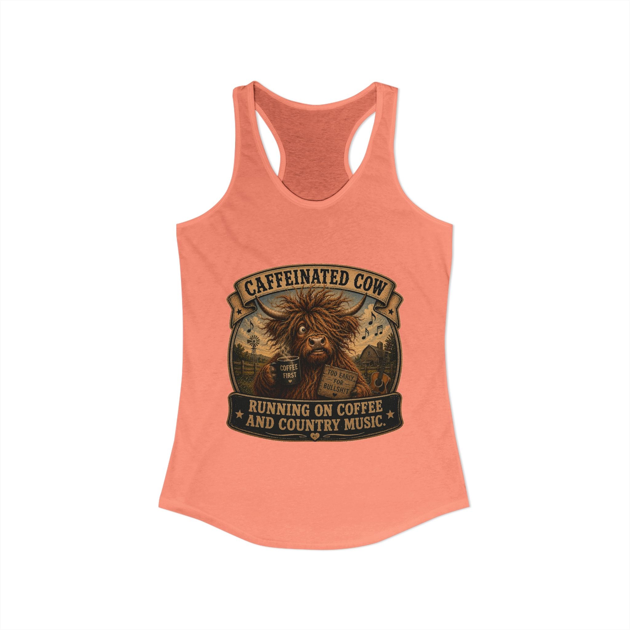 Caffeinated Cow Women's Ideal Racerback Tank