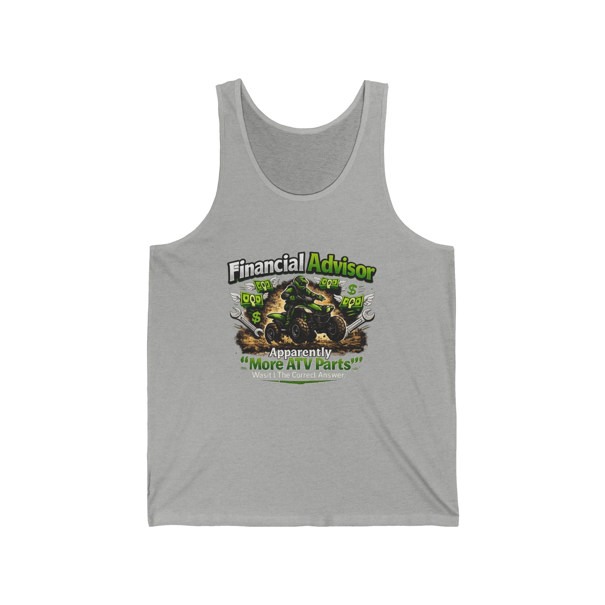 "More ATV Parts" Off-Road Finance Humor — Financial Advisor ATV Tank Top
