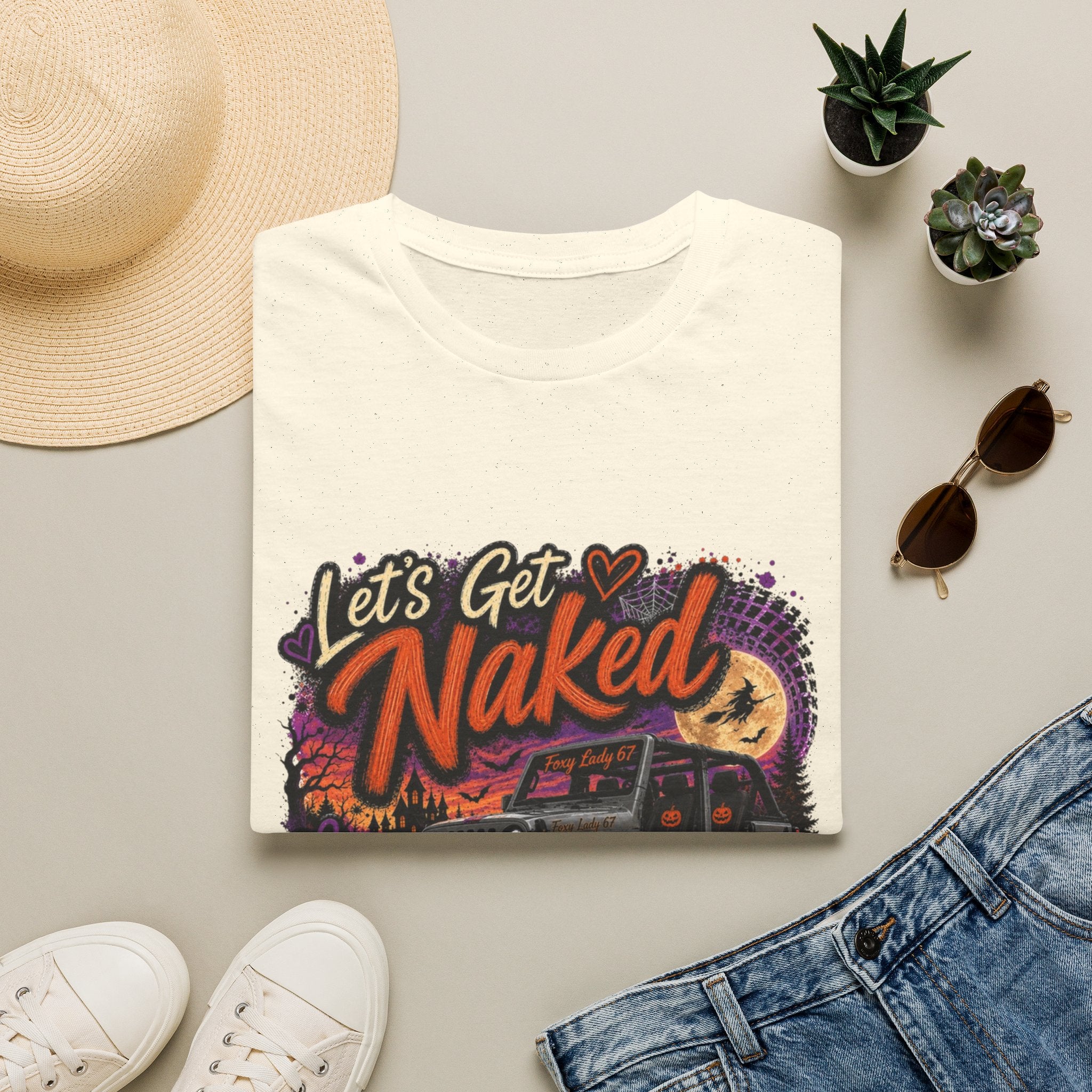 Let's Get Naked T-Shirt — Retro Halloween Camper Graphic Tee