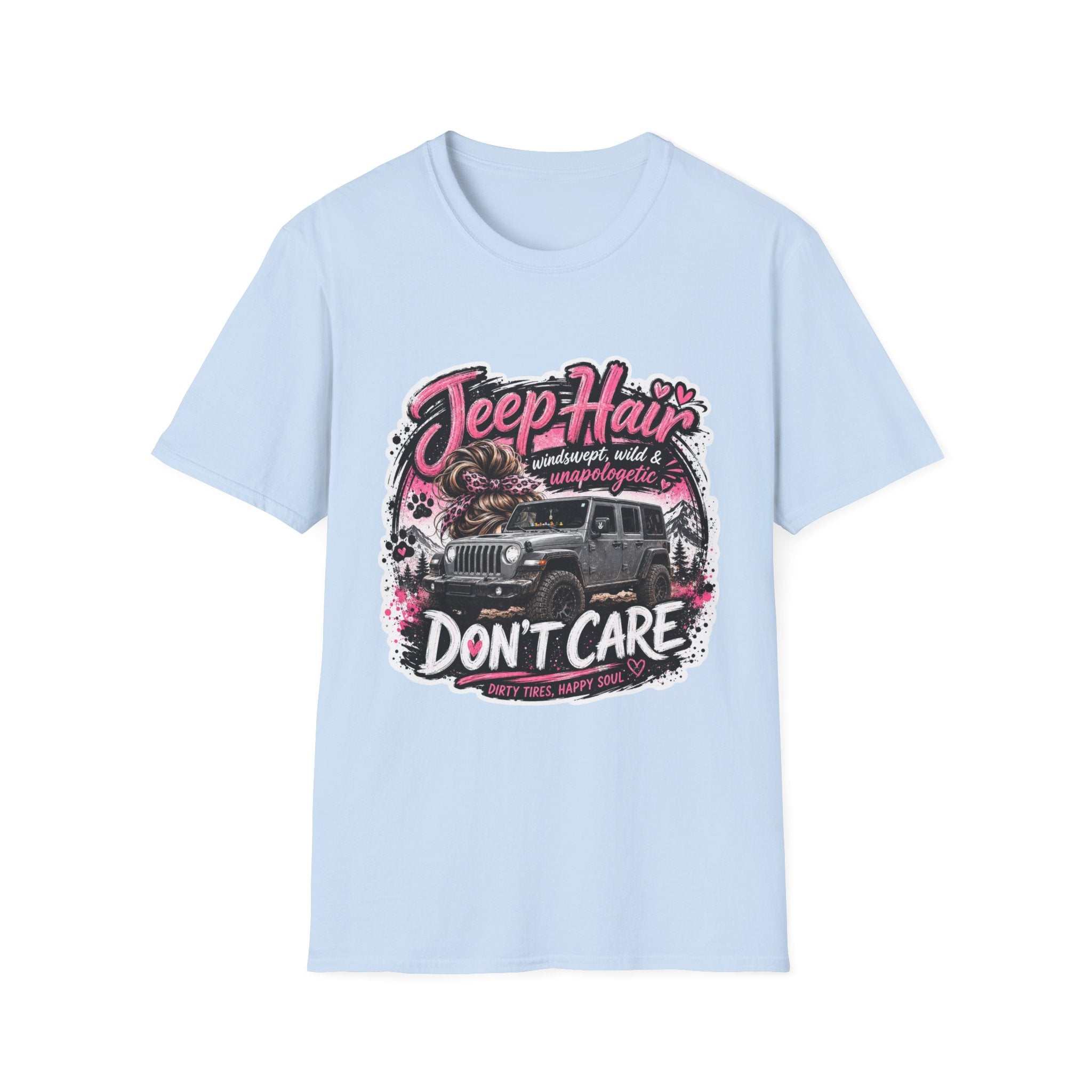 Jeep Hair Don't Care (Pink) Unisex Softstyle T-Shirt