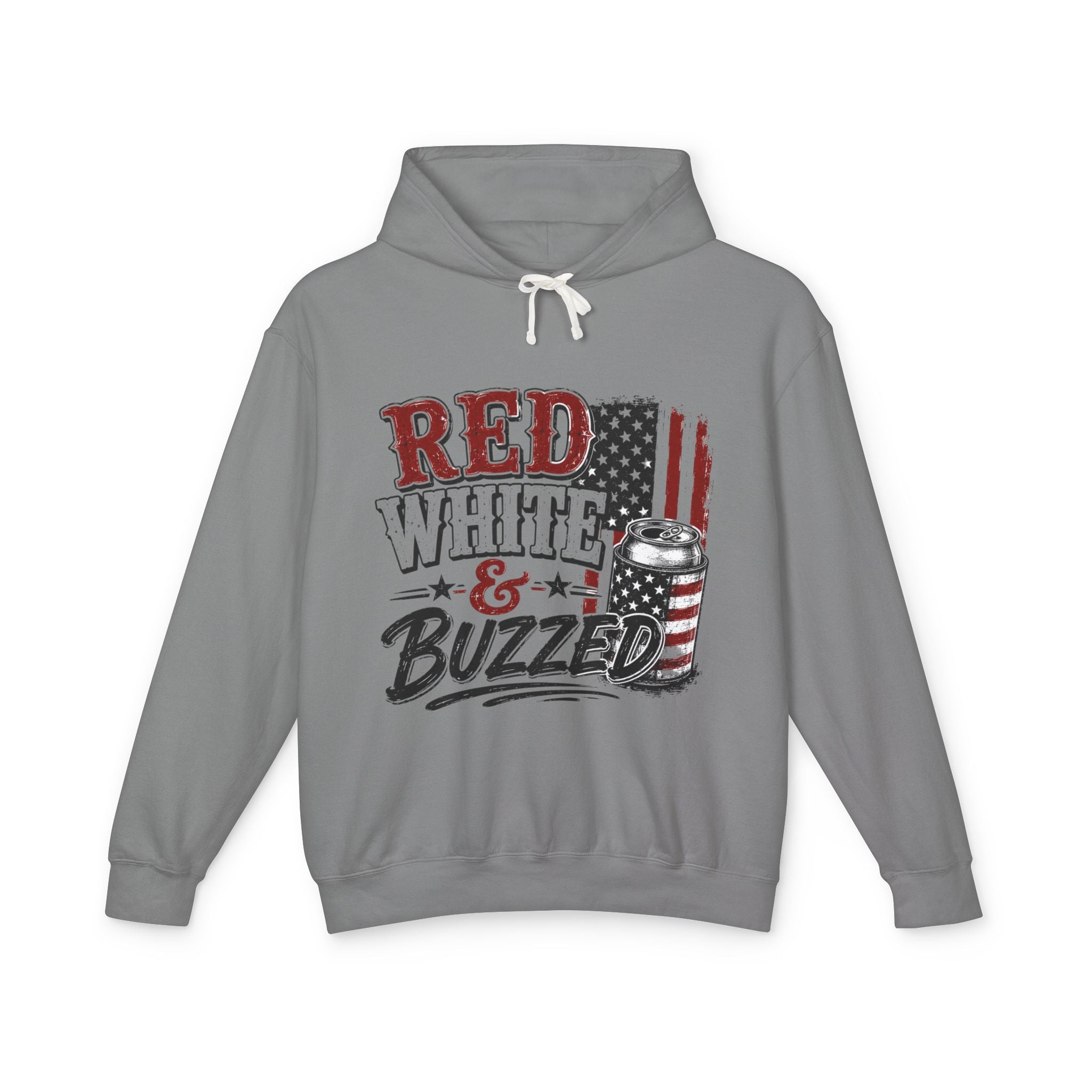 Red White & Buzzed Hoodie — Patriotic 4th of July Party Sweatshirt