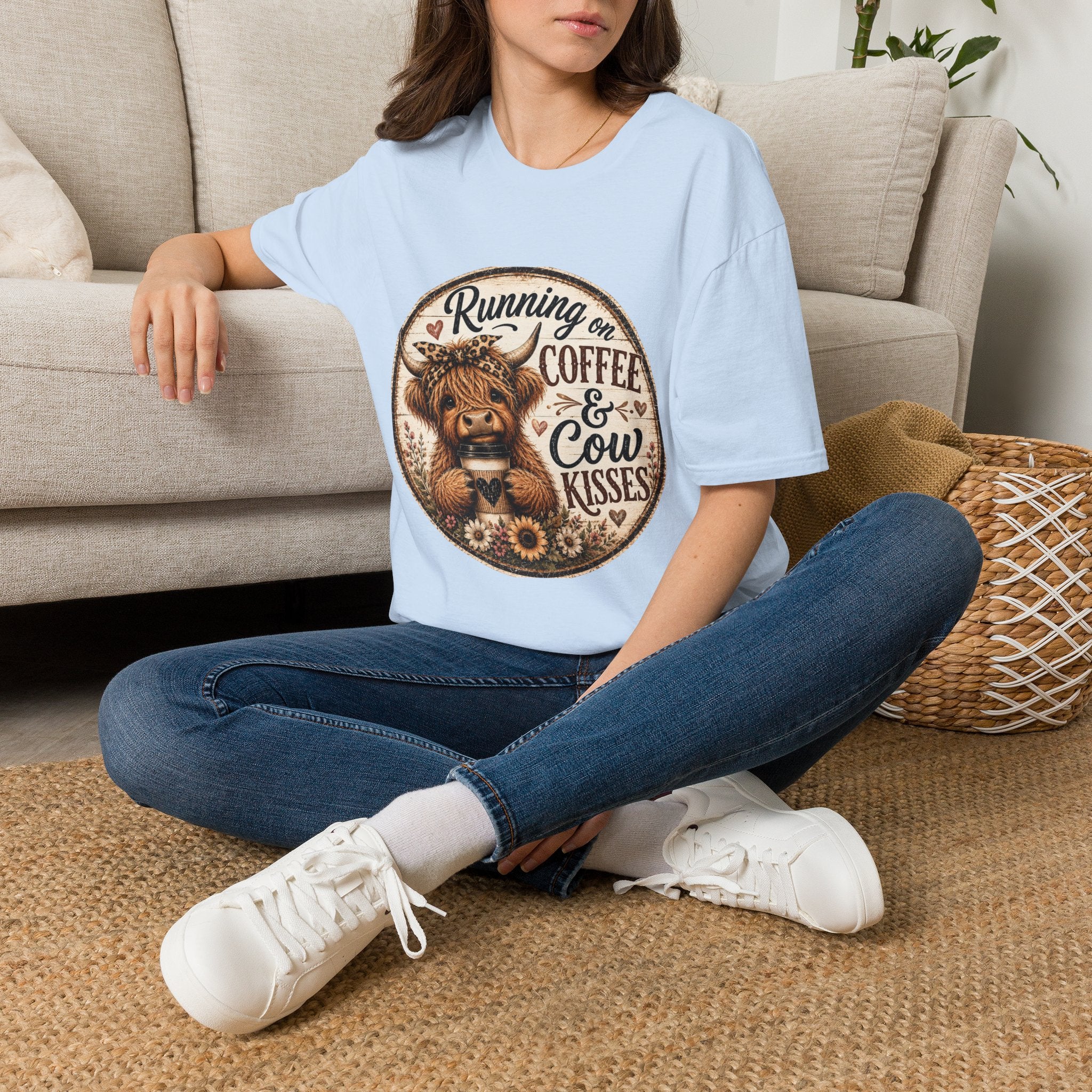 Running on Coffee & Cow Kisses - Unisex Softstyle T-Shirt