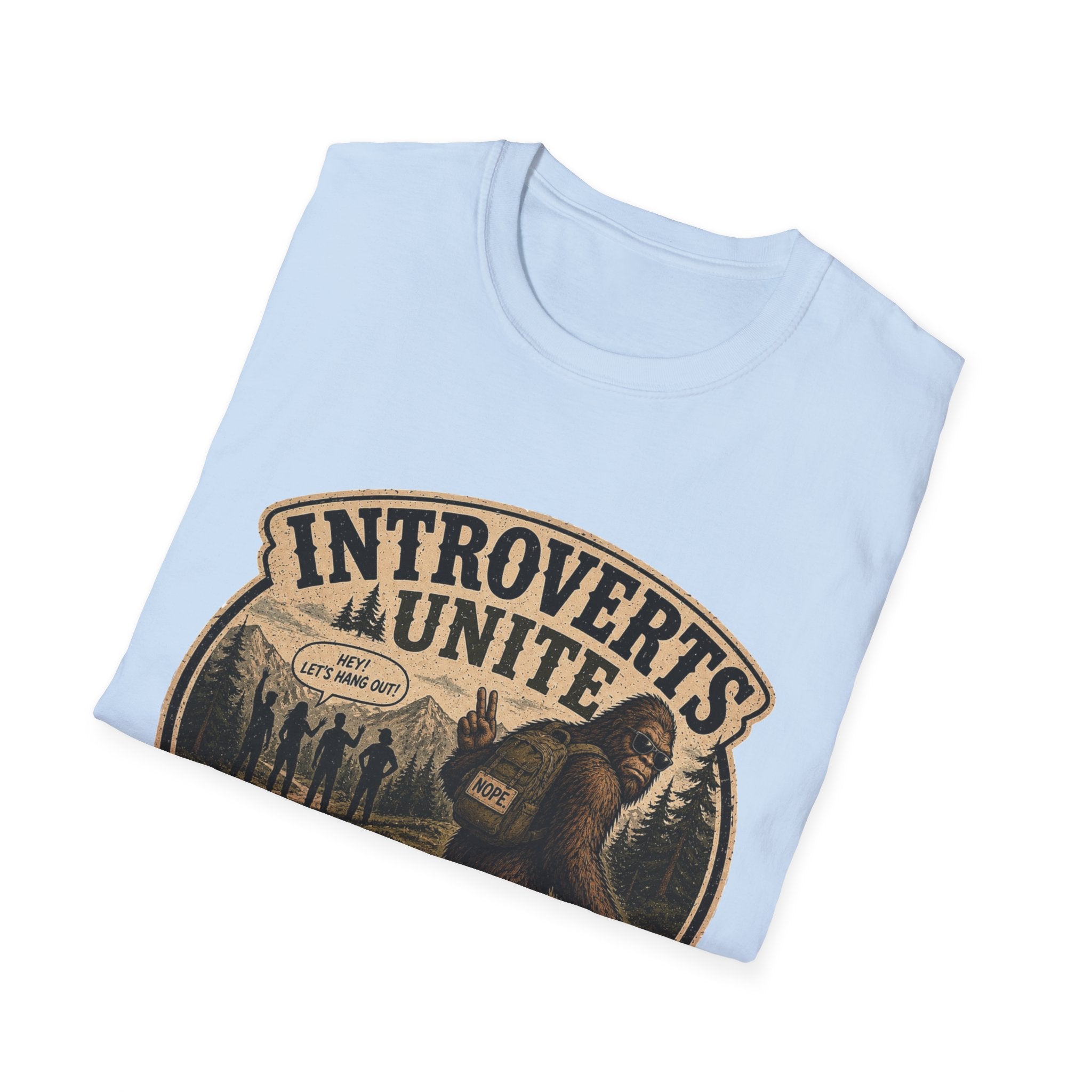 Bigfoot’s Introverts Unite Let's Not T-Shirt — Funny Sasquatch Recalculating Map Tee