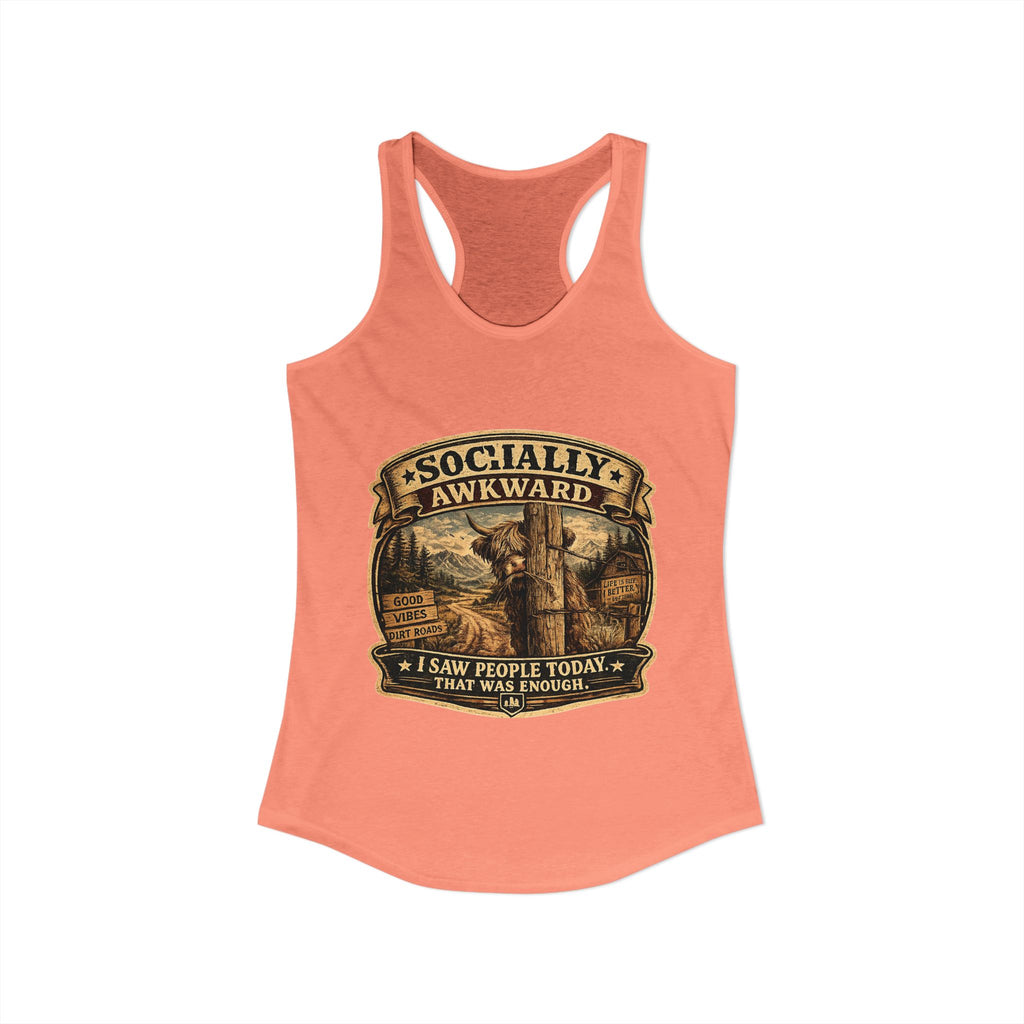 Socially Awkward Highland Cow Women's Ideal Racerback Tank