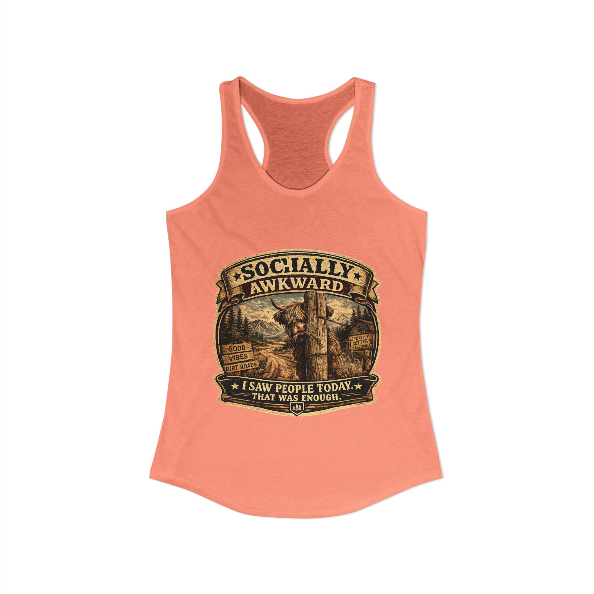 Socially Awkward Highland Cow Women's Ideal Racerback Tank