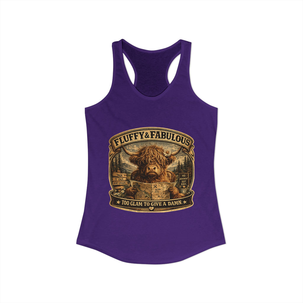 Fluffy & Fabulous Highland Cow Women's Ideal Racerback Tank