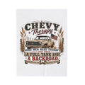 'Some Men Need Therapy... A Full Tank and A Backroad' Cozy Truck Throw — Chevy Therapy Plush Blanket