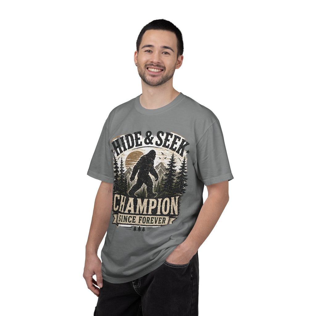 Hide & Seek Champion T-Shirt — Bigfoot Sasquatch Graphic Tee