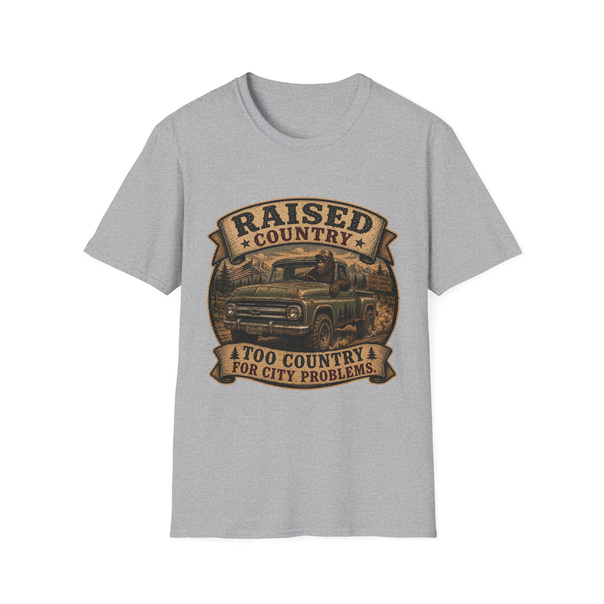 Raised Country T-Shirt — "Too Country for City Problems" Vintage Truck Tee