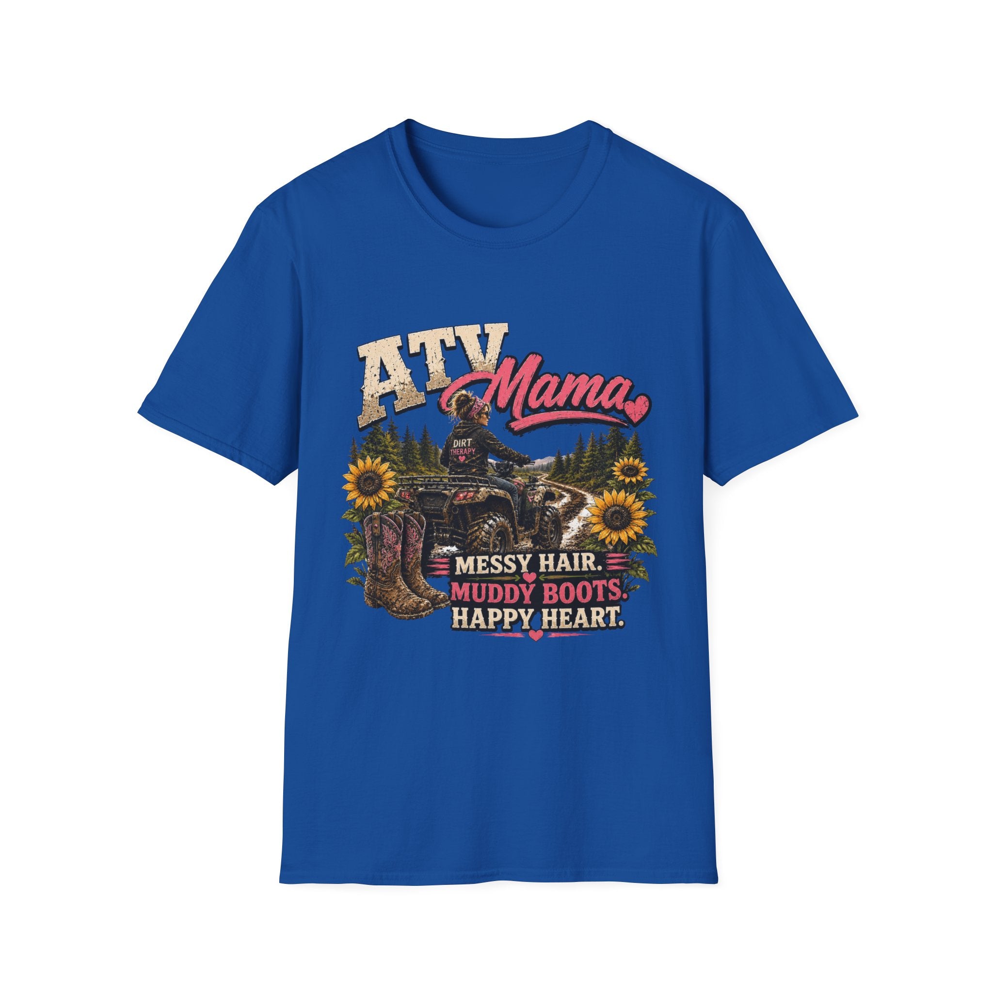 ATV Mama T-Shirt — Messy Hair, Muddy Boots Graphic Tee for Moms