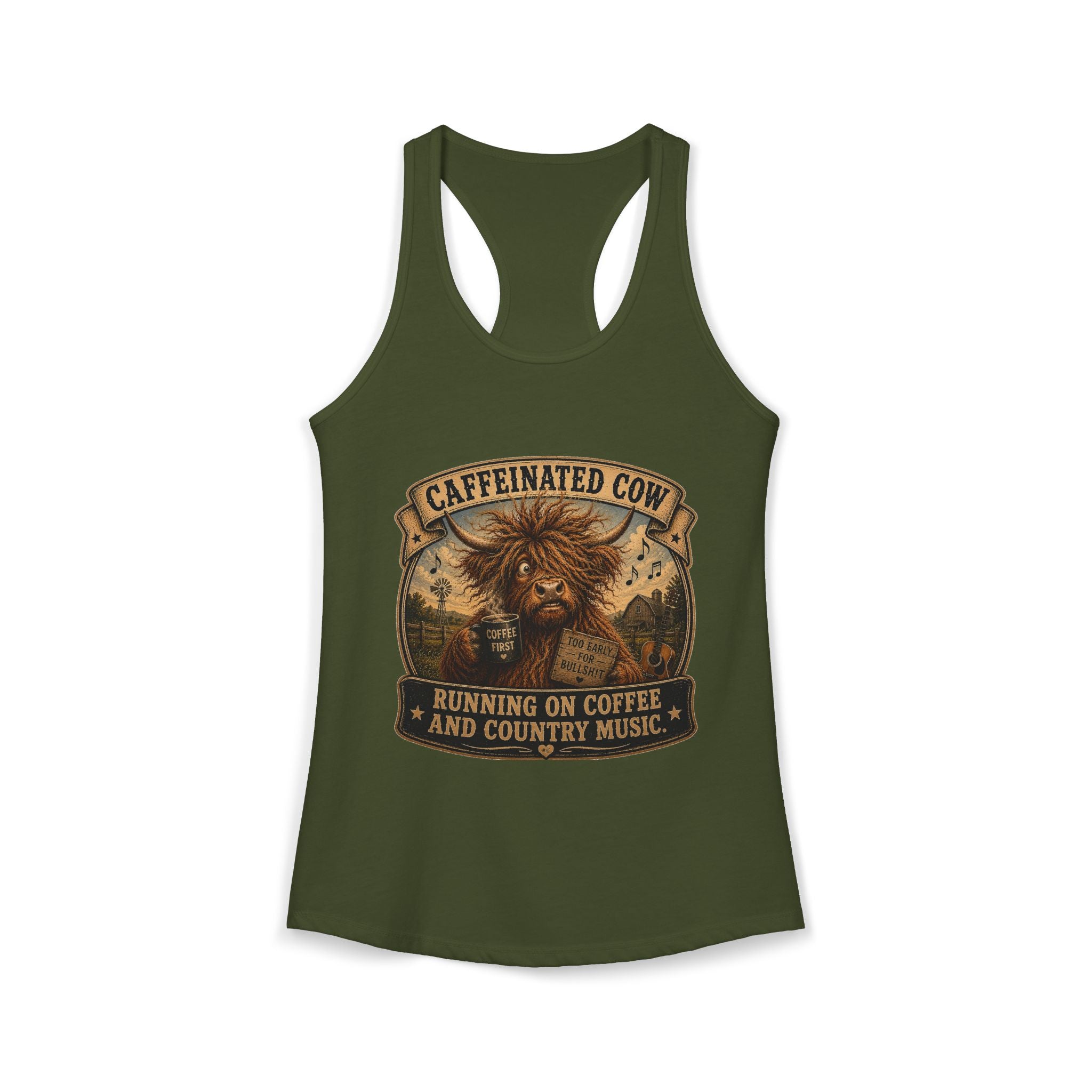 Caffeinated Cow Women's Ideal Racerback Tank