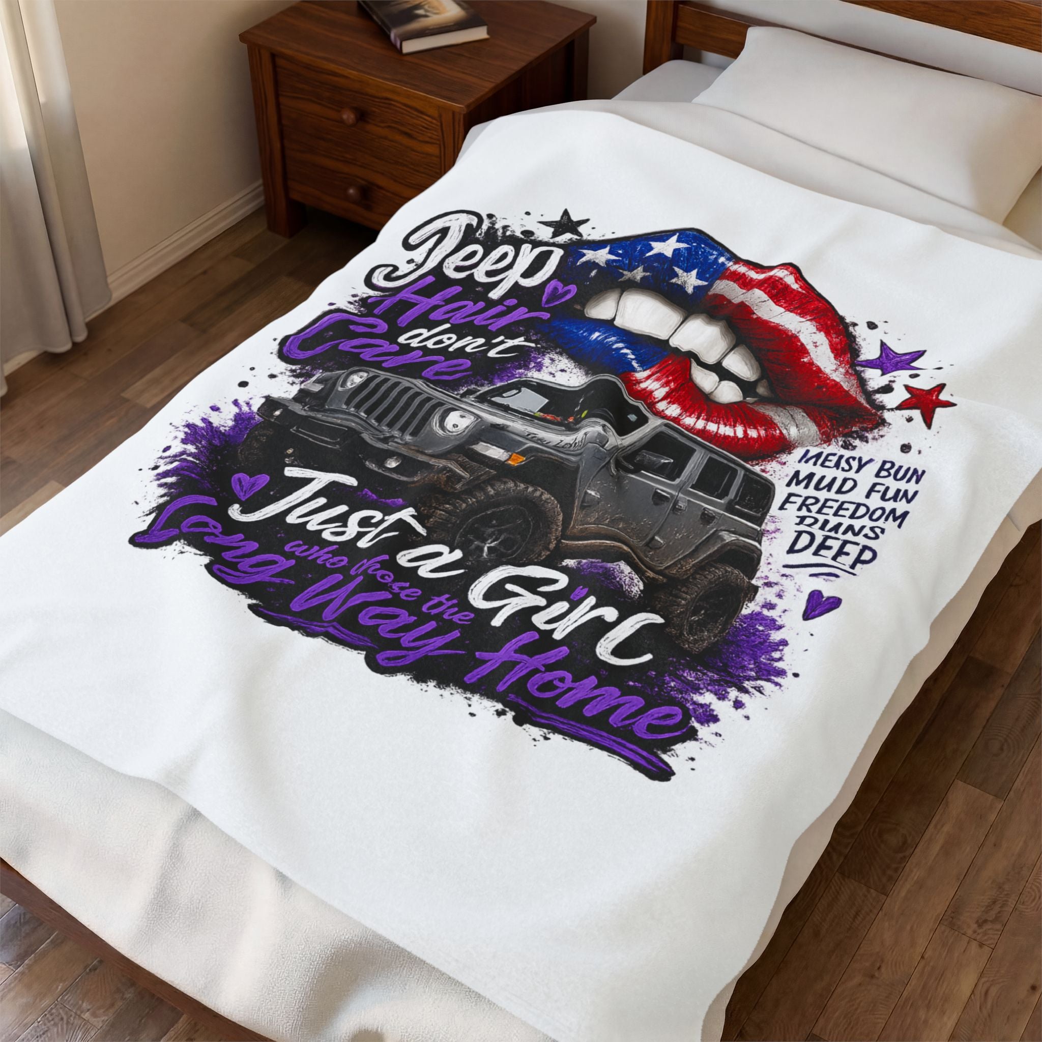 Just A Girl On A Long Way Home Jeep Velveteen Plush Blanket