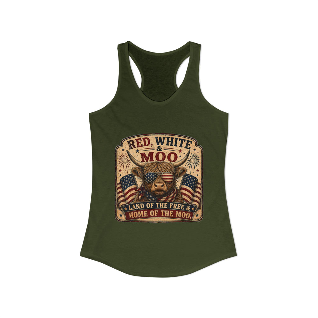 Red, White, & Moo Women's Ideal Racerback Tank