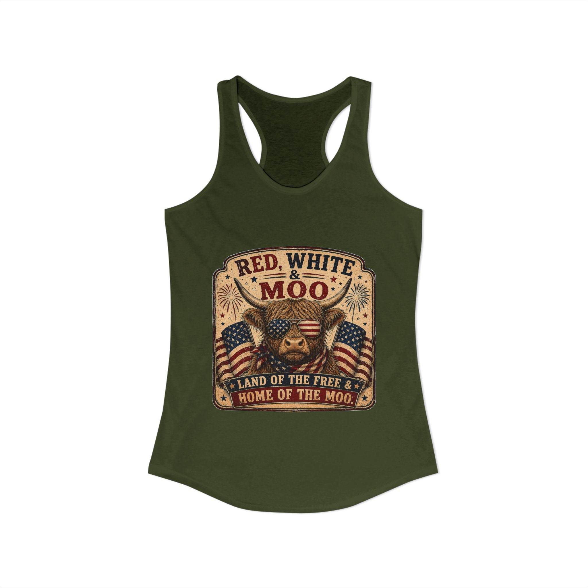 Red, White, & Moo Women's Ideal Racerback Tank
