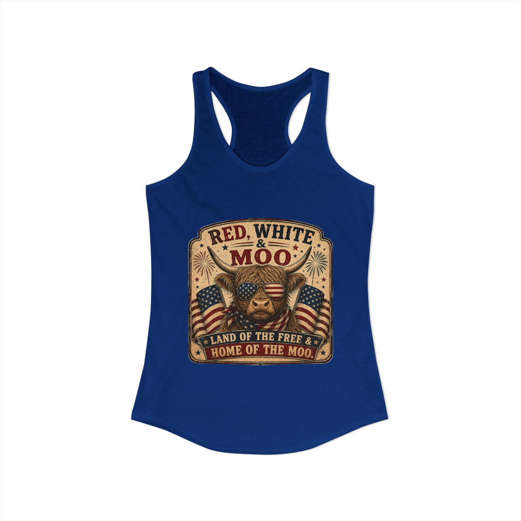 Red, White, & Moo Women's Ideal Racerback Tank