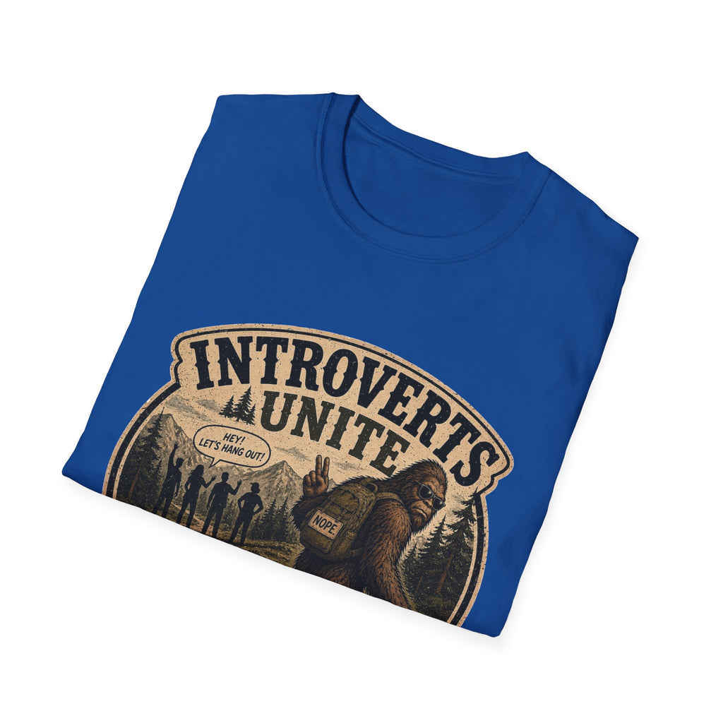 Bigfoot’s Introverts Unite Let's Not T-Shirt — Funny Sasquatch Recalculating Map Tee