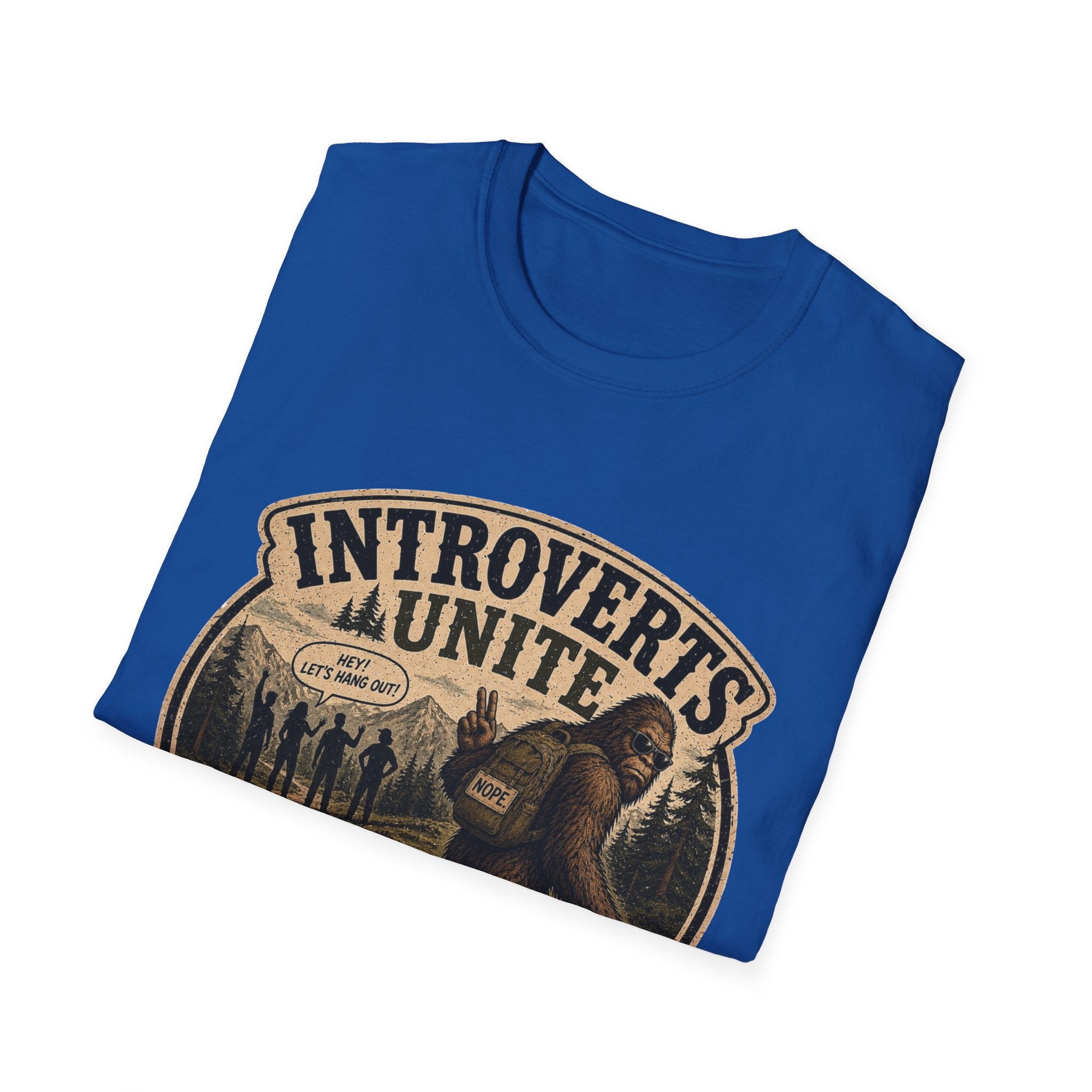 Bigfoot’s Introverts Unite Let's Not T-Shirt — Funny Sasquatch Recalculating Map Tee