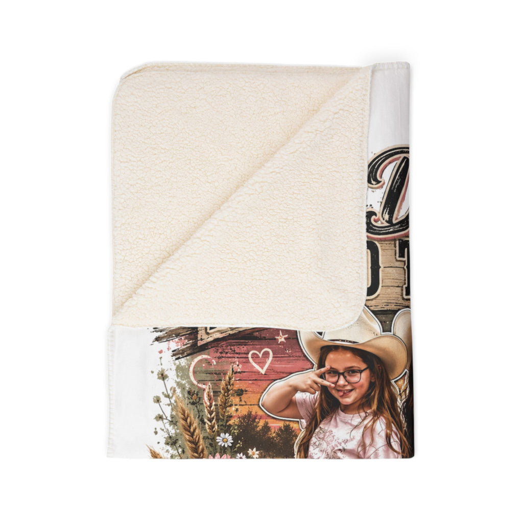 "Built Different Raised Together" Sister Cowgirl Retro Floral Throw — Fleece Sherpa Blanket