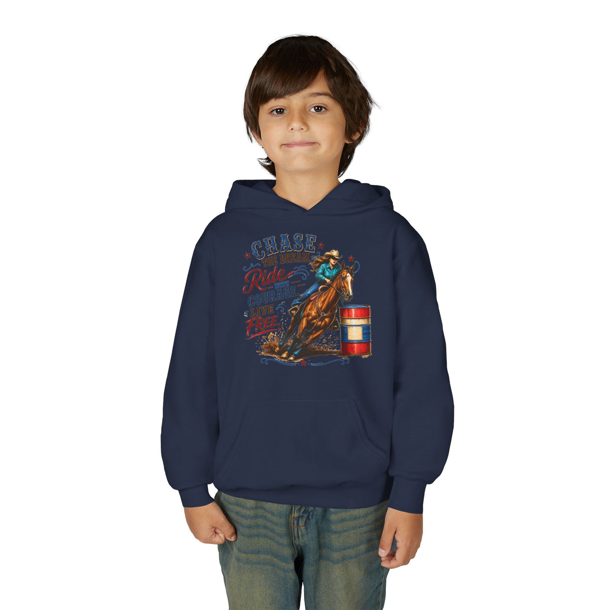 Chase the Dream with Courage Youth Heavy Blend Hooded Sweatshirt