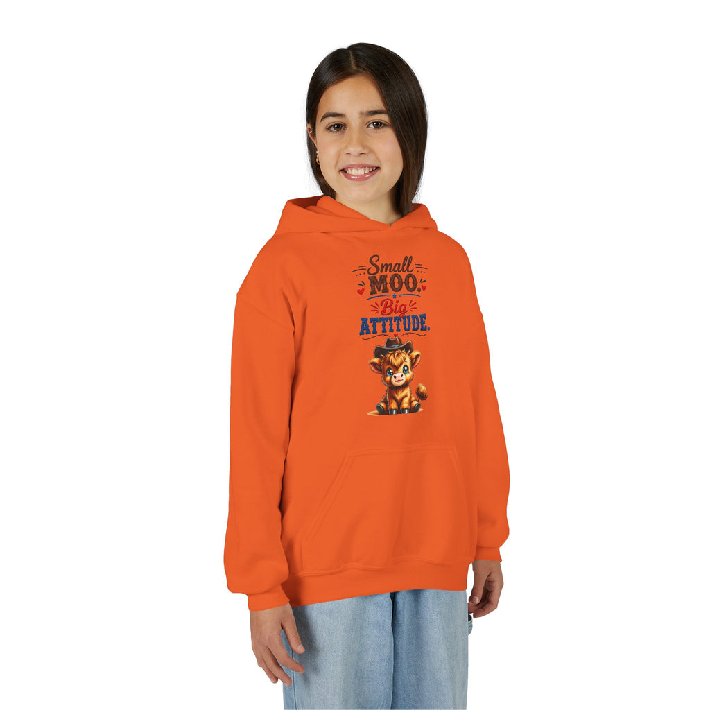 Small Moo Big Attitude Youth Heavy Blend Hooded Sweatshirt