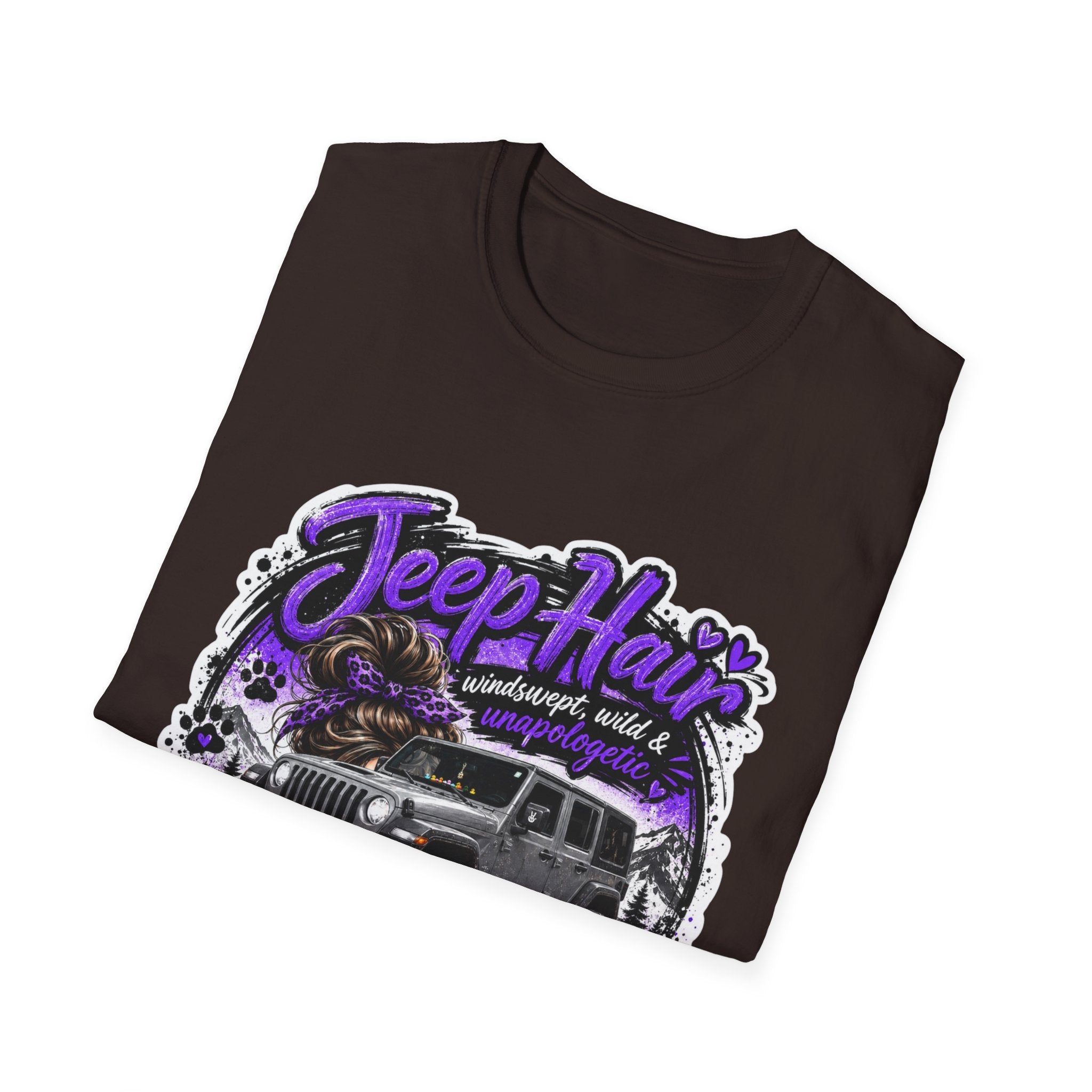 Jeep Hair Don't Care (Purple) Unisex Softstyle T-Shirt