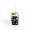 Jeep Girl 16oz Sipper Glass with American Flag Lips Design