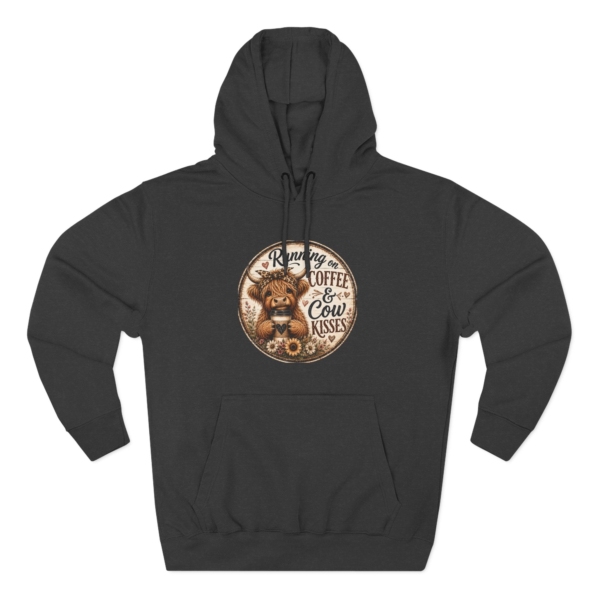 Running on Coffee & Cow Kisses Three-Panel Fleece Hoodie