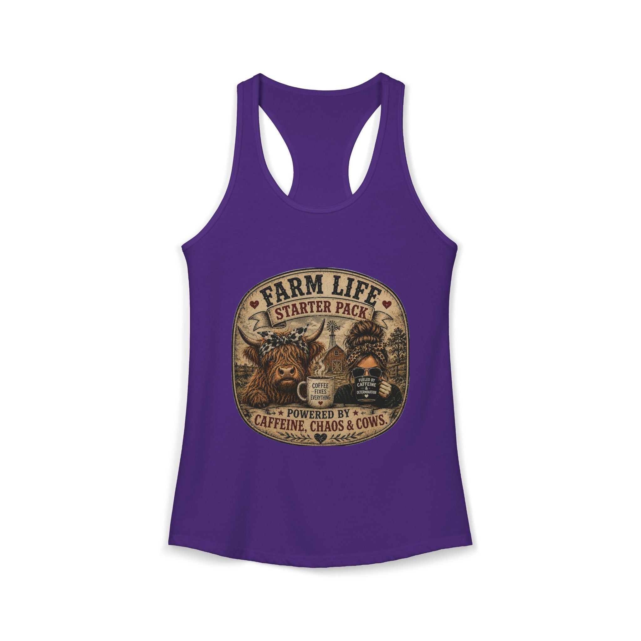 Farm Life Highland Cow Women's Ideal Racerback Tank