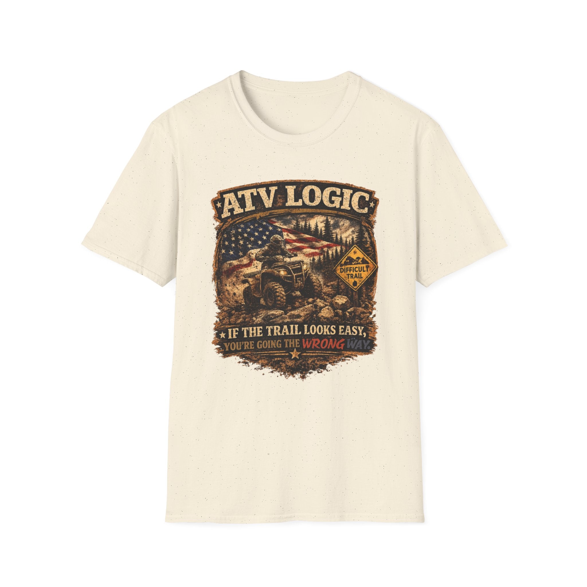 ATV Logic T‑Shirt — American Flag Off‑Road ATV Graphic Tee