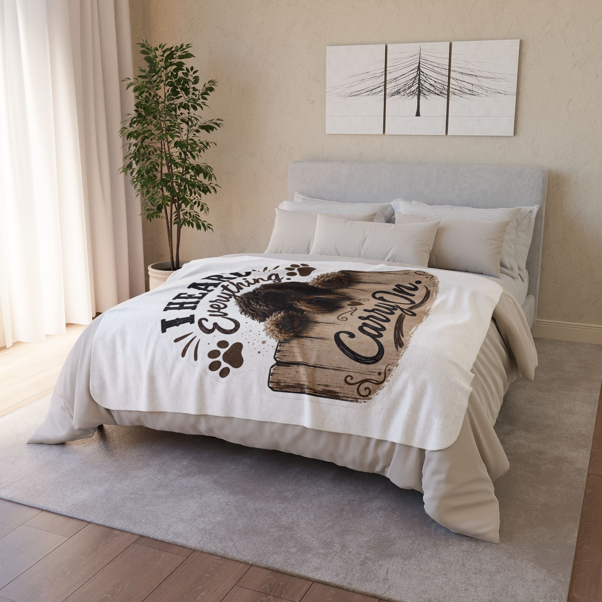 Fleece Sherpa Blanket — "I Heard Everything, Carry On" Dog Throw