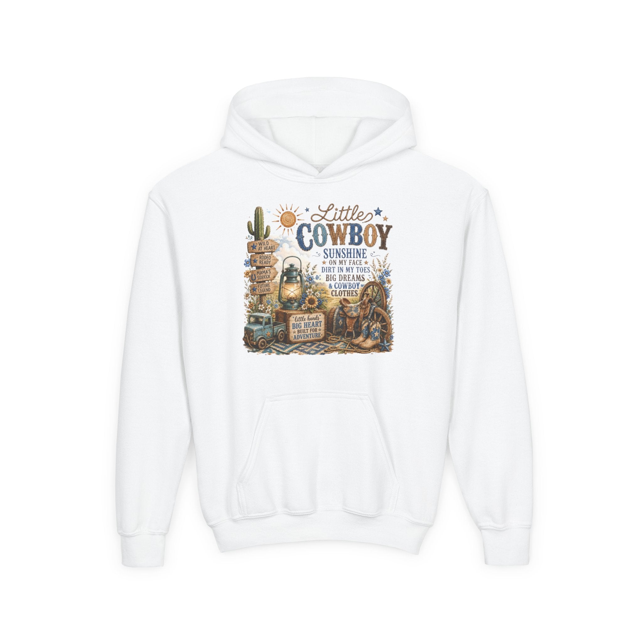 "Little Cowboy" Western Sunshine Graphic Sweatshirt - Youth Hoodie