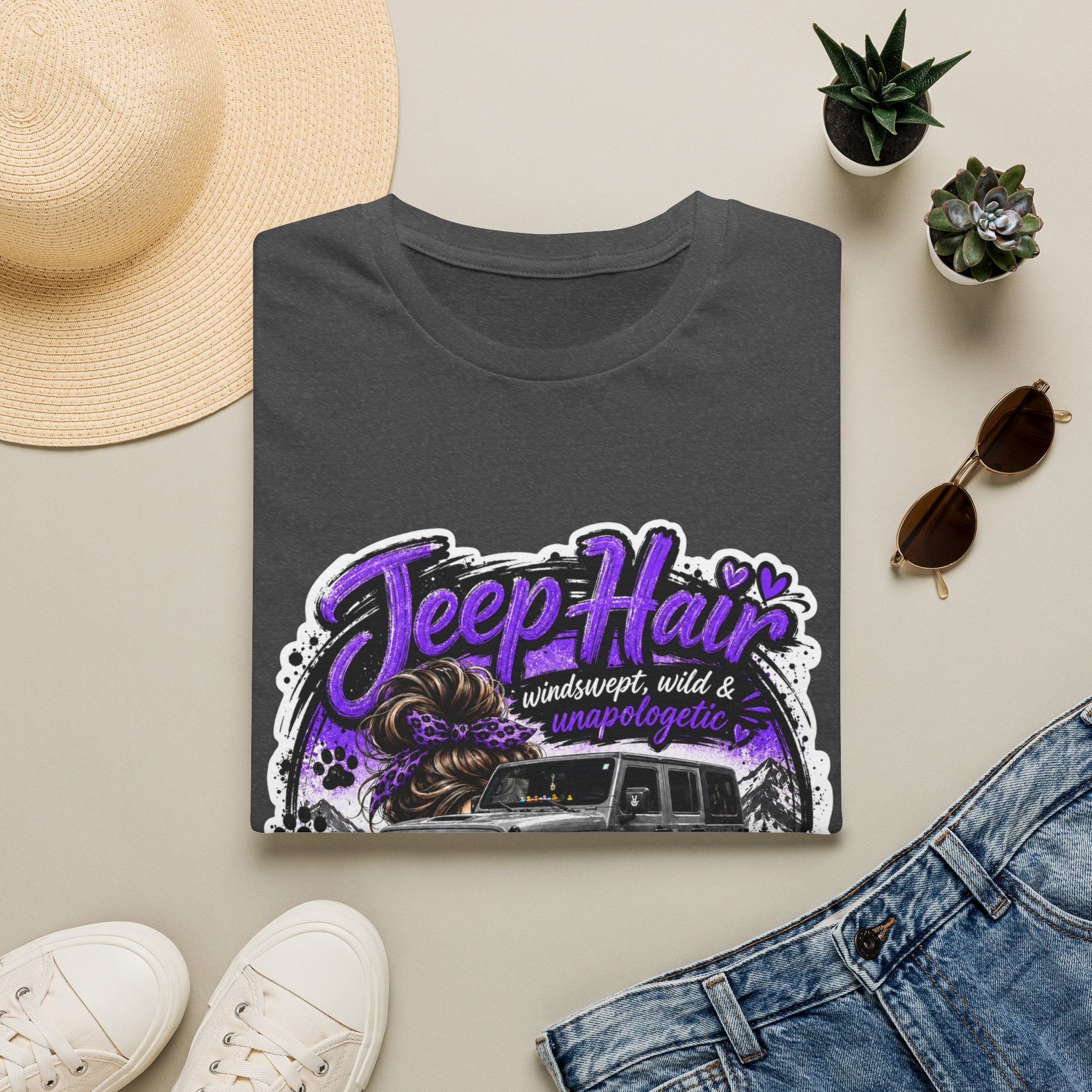Jeep Hair Don't Care (Purple) Unisex Softstyle T-Shirt