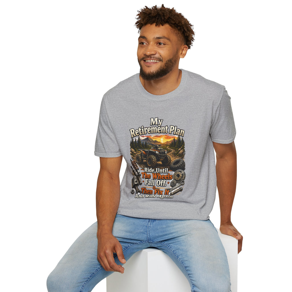 “My Retirement Plan: Ride Until I Can’t, Then Die With A Smile” Motorcycle Sunset Tee — T-Shirt