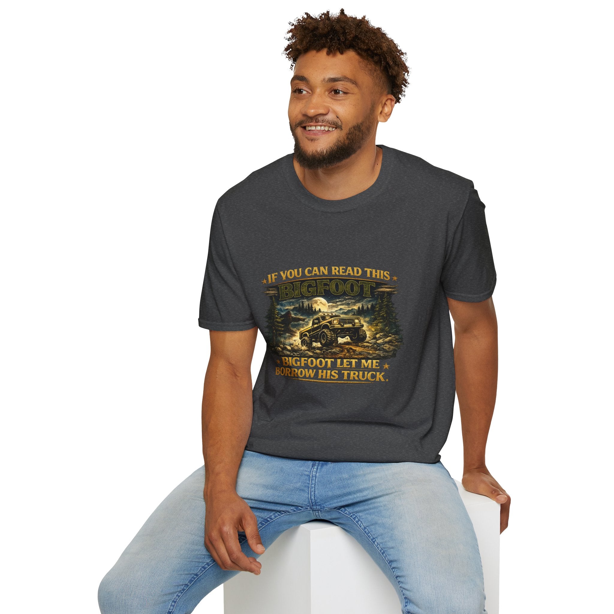 Bigfoot Truck T-Shirt — “If You Can Read This Bigfoot Let Me Borrow His Truck” Graphic Tee