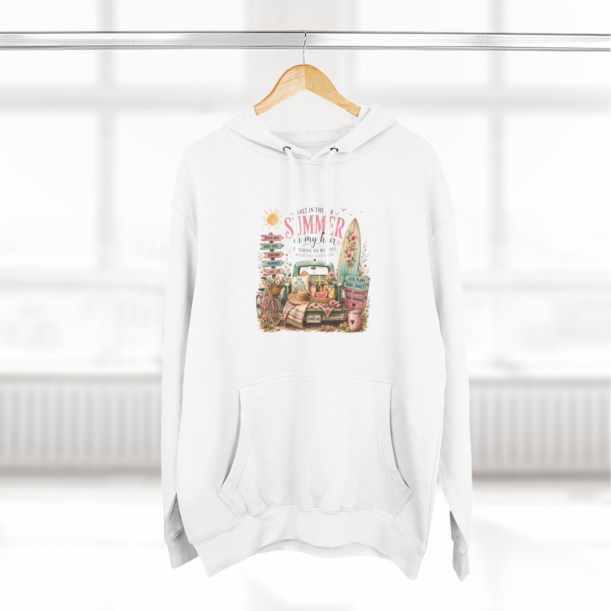 Salt in the Air Summer In my Hair - Women's Pull Over Hoodie