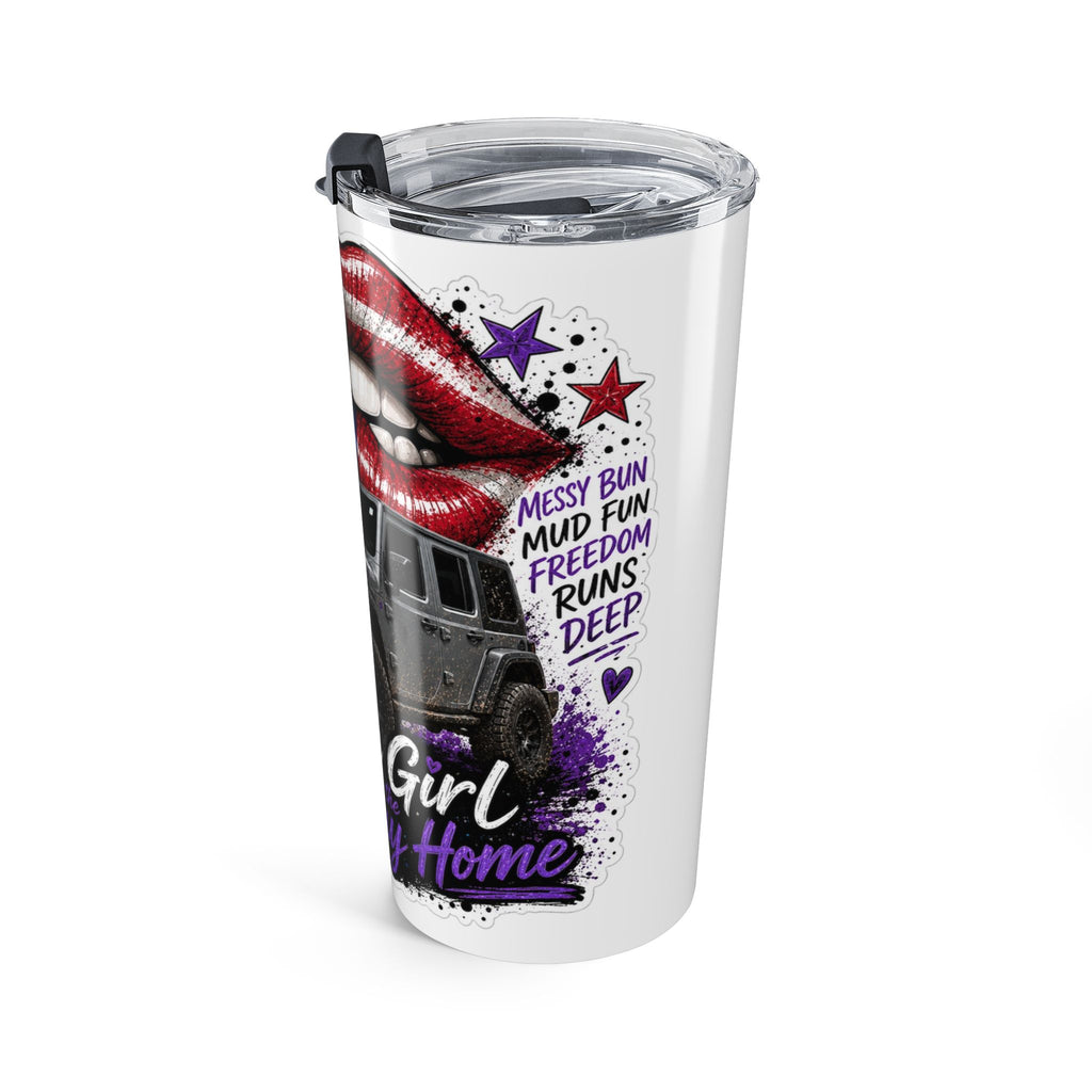 “Just a Girl” American Flag Lips Travel Mug 20oz — Patriotic Jeep Tumbler